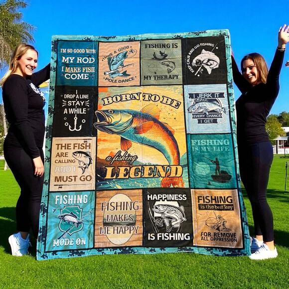 NEW Fisherman Throw Blanket Funny Fish Lover 48" x 59" Gift for Dad - Picture 1 of 4